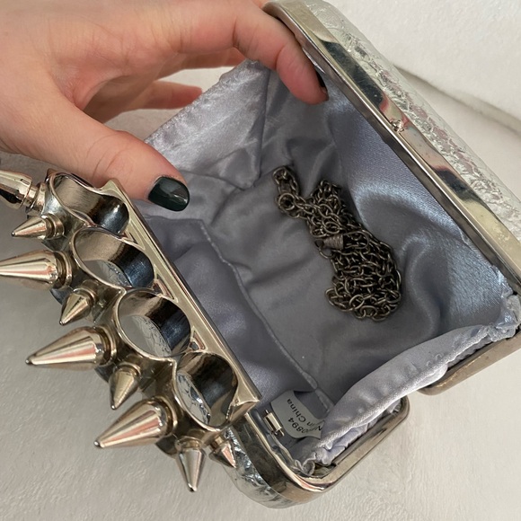 Silver Python Knuckle Clutch - Picture 3 of 6